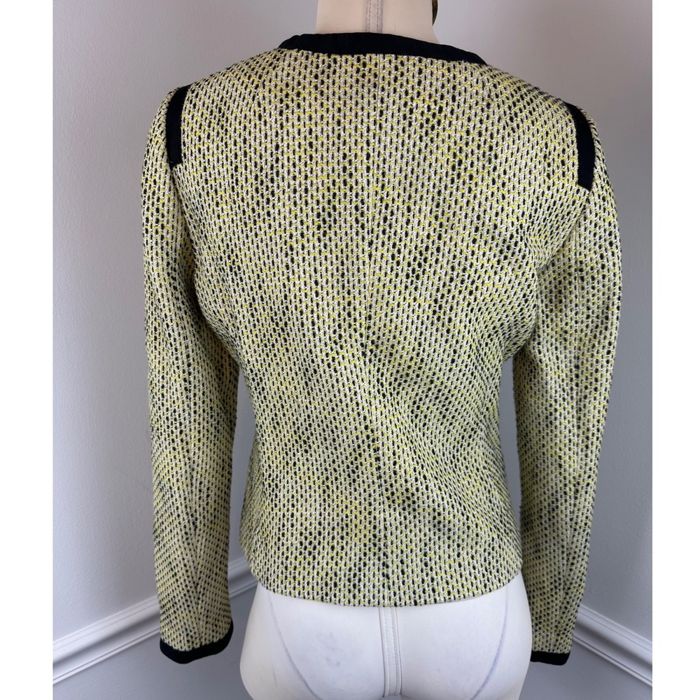 BANANA REPUBLIC TALL Yellow Black & White Tweed Zip Front Blazer Jacket | 6 Tall - Picture 7 of 13